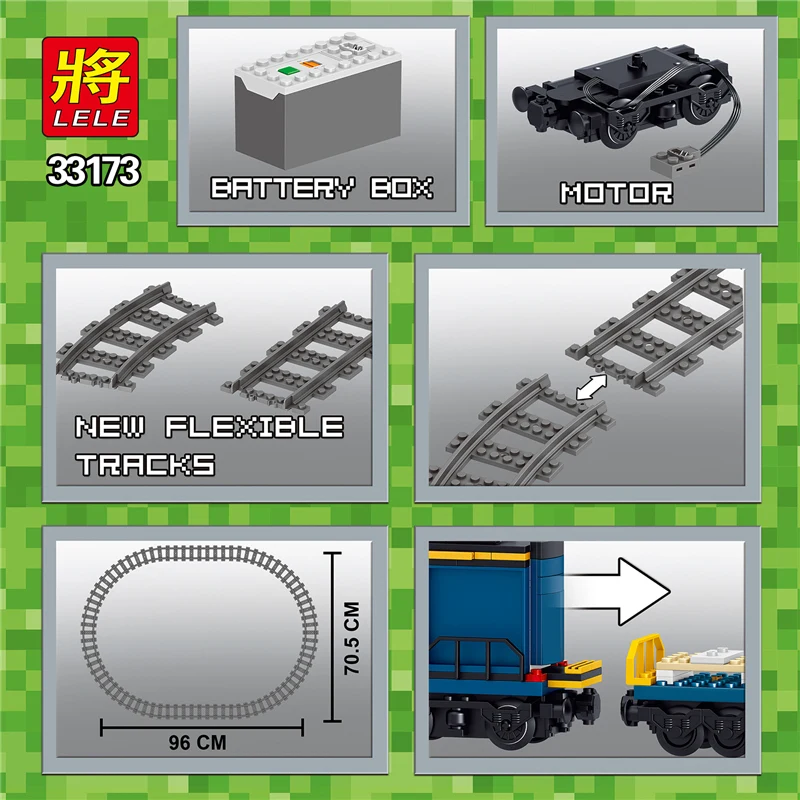 lele 1080pcs minecraft train with motor track box building blocks