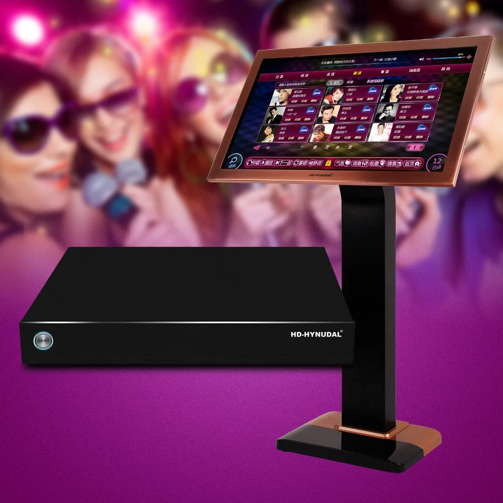 

HD-HYNUDAL Professional HDD Karaoke Machine Home KTV Player 2TB HDD Player with 40K Songs 21.5'Touch Screen+2pcs Wireless Mic