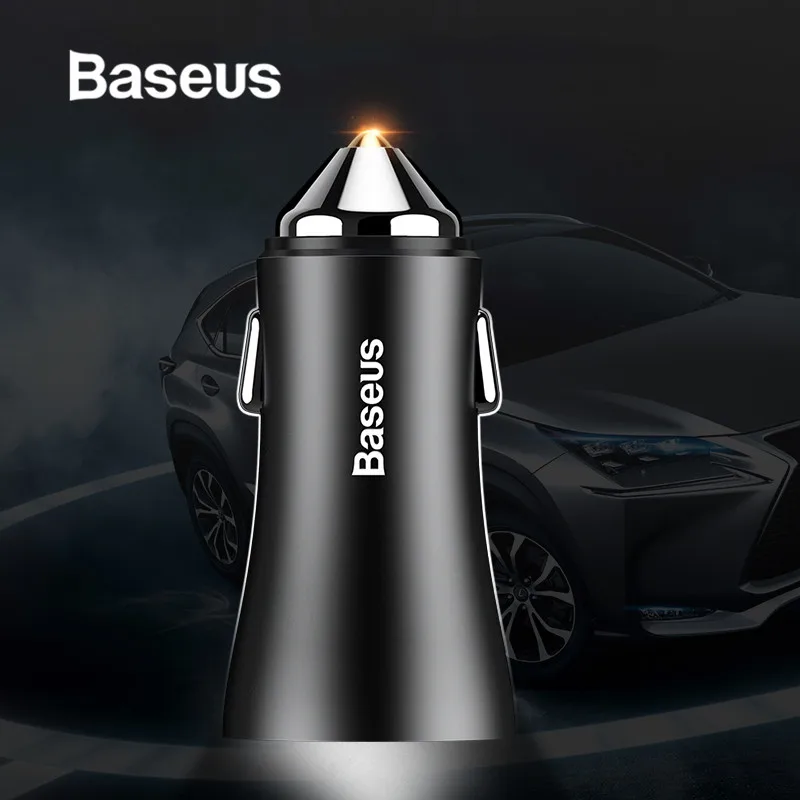 

Baseus Quick Car Charger Dual USB 3.0 Auto Vehicle Charge For Iphone X Xs Max Phone Tablet Fast Mini Car Phone Charging Adapter