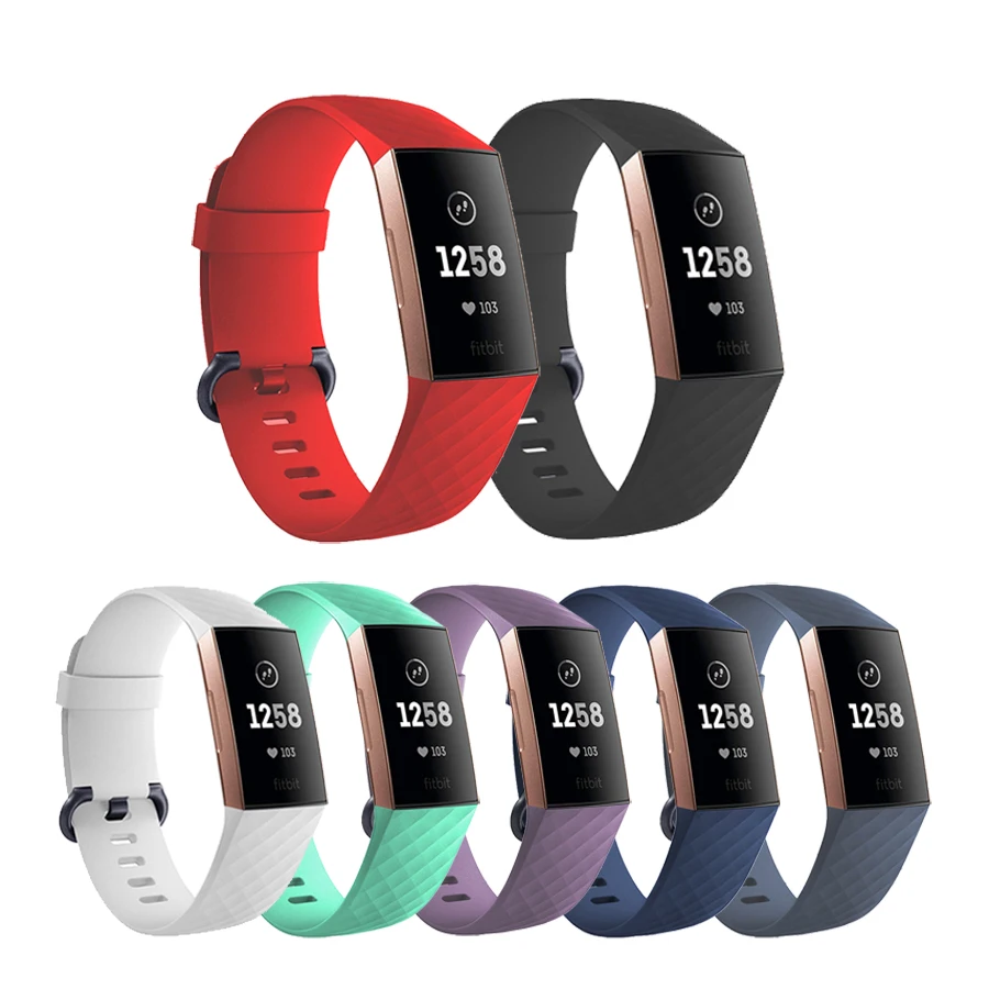 Спортивный силиконовый ремешок для Fitbit Charge 4 мягкий наручных часов 3 ремешка