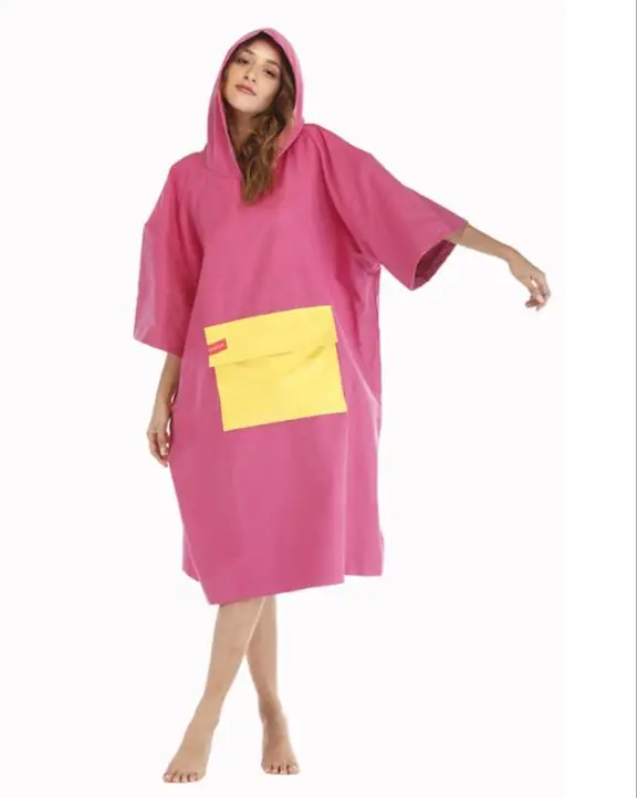 Плащ Diver, халат, длинные рукава, быстросохнущее пляжное пальто для улицы, многоцветная детская одежда для взрослых - Цвет: Розовый