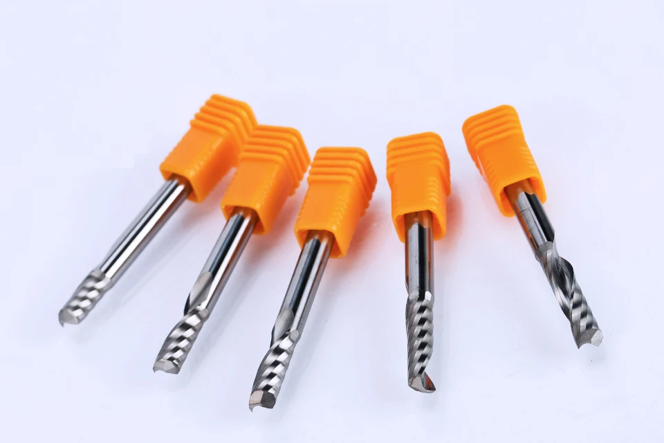 HUHAO 1pc 6mm One Flute Spiral Engrving Bits CNC End Mill Tungsten Carbide Router Tool PCB Milling Cutter Router Bits for Wood