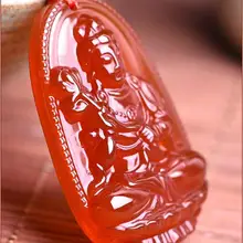 Новая световая точка нового кулон с натуральным красным агатом Зодиак лошадь guardian to Bodhisattva natal Будда мужская цепочка