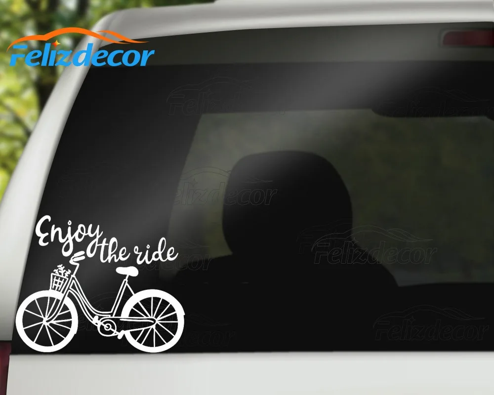 

Bicycle Quotes Vinyl Car Decals Bike Sticker Car Door Bumper Pattern Art Decor Waterproof Removable Enjoy The Ride White L390