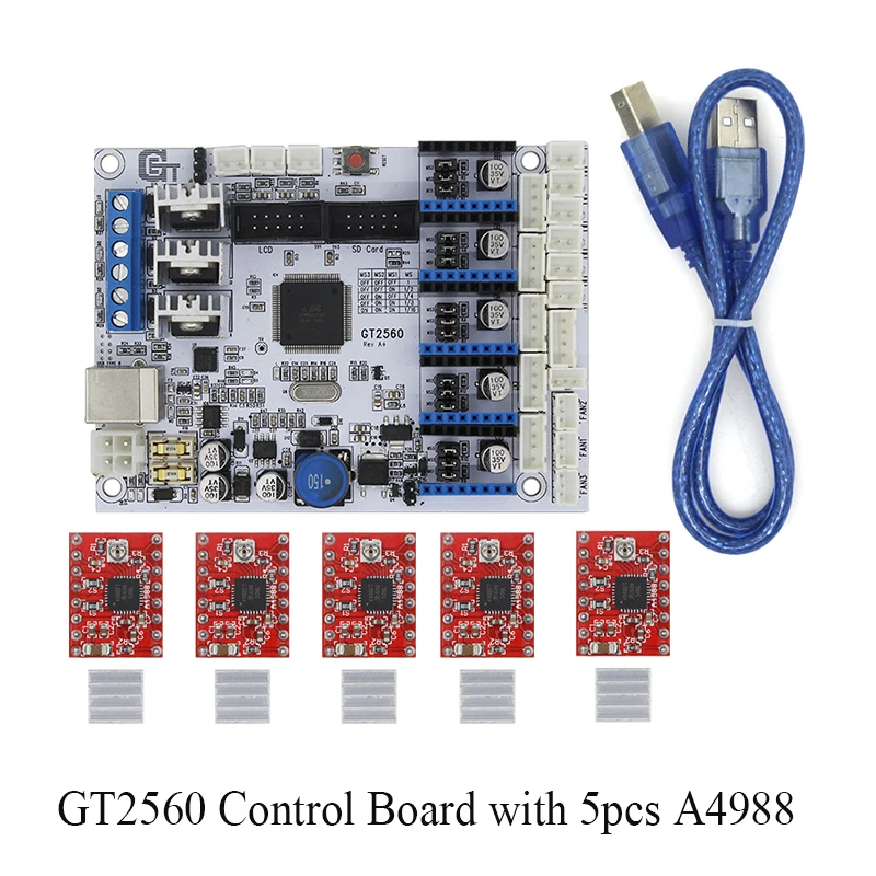 Support 5 A4988 Stepper Drivers 3D Printer Controller Board 3D Printer Professional Stable Office Circuit GT2560 Control Board Mainboard 3D Printer Motherboard