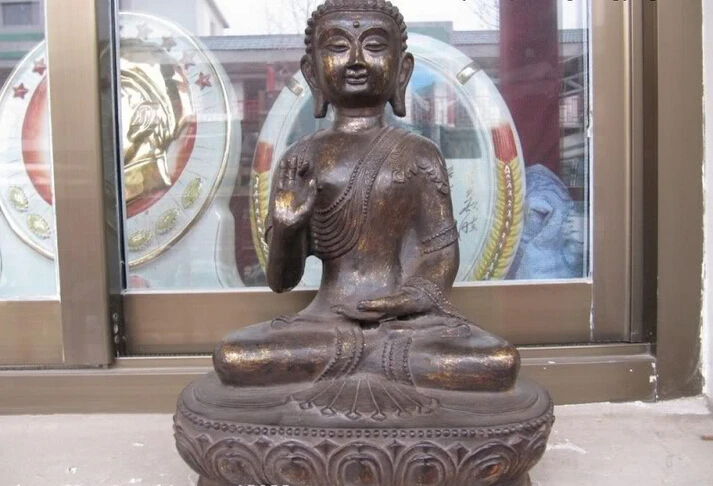 

fast shipping USPS to USA S0513 Tibet Folk Fane superb Buddhism Bronze Sakyamuni Ru Lai Buddha Statue