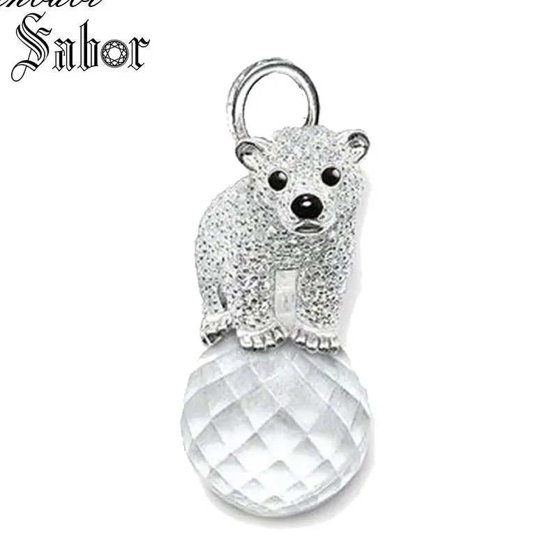 

Pendant Polar Bear 925 Sterling Silver Crystal For Women Romantic Gift Jewelry Fit Bracelet & Necklace thomas