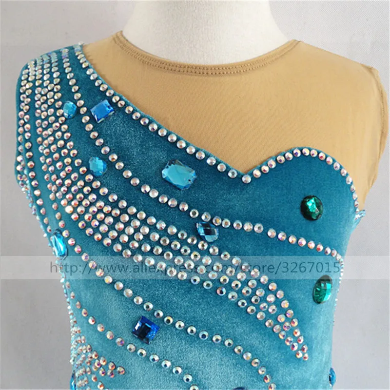 Платье для фигурного катания женское светло-голубое платье для катания на коньках для девочек стильная юбка без рукавов с градиентом изящное украшение для воды