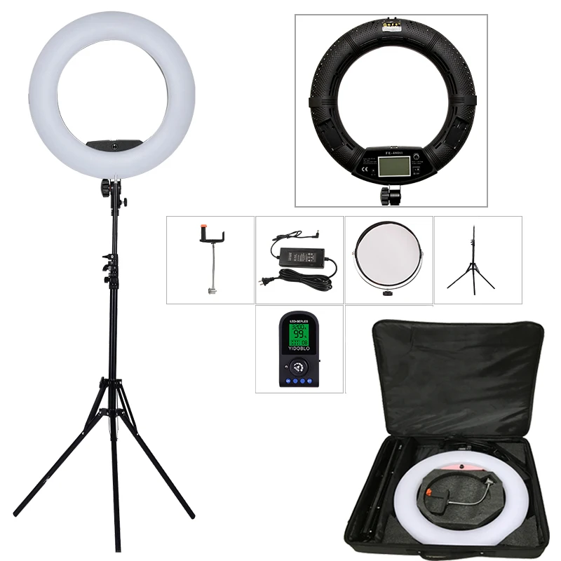 US $161.20 Led Ring Lamp Dimmable Camera Ring Light 480 Leds Yidoblo Video Light Lamp Lcd Rc Photographic Lighting 2m Stand Handbag