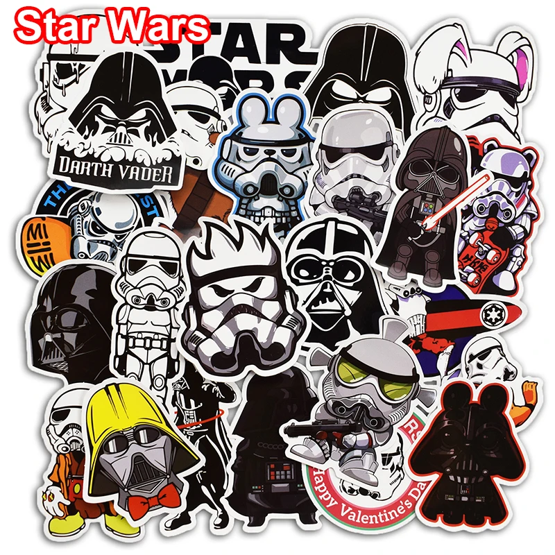 50 Pcs Star Wars Cool Stickers for Skateboard Laptop Bicycle Car Styling Luggage Fridge Vinyl Decal PVC DIY Waterproof Sticker 14cm 9cm fashion x wing star wars funny vinyl car styling decal car stickers black silver s6 3687
