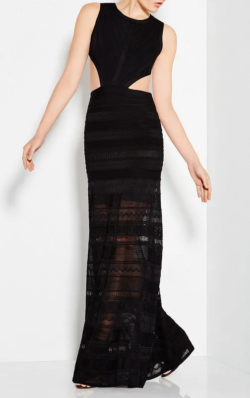 Длинное Бандажное платье новое поступление черное остроконечное Высокое качество HL платье с повязкой для женщин - Цвет: Черный