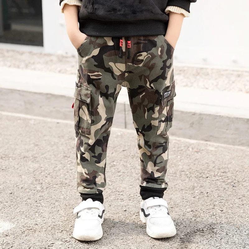 

2019 New Kids Pants For Boy Camouflage Baby Boys Jeans Pants Spring Kids Jean Children's Elastic Waist Denim Long Pant
