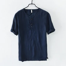 Испания стиль короткий рукав летние мужские льняные рубашки модные брендовые рубашки мужские сплошной темно-синий рубашки мужские рубашки masculina 3XL