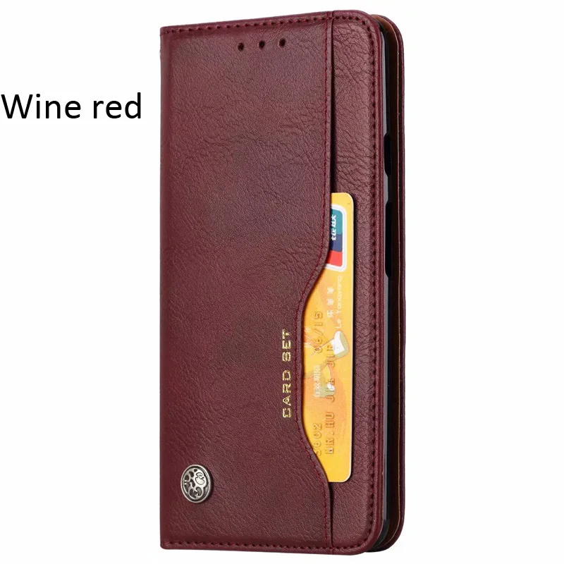 Кожаный флип-чехол с отделением для карт для Oneplus 7 Pro 6T 6, деловой чехол для Coque capinha - Цвет: Wine red