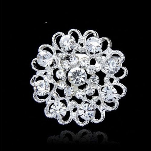 Rhinestone Brooch Pin Crystal Flower Brooches Bride Wedding Jewelry Gift Women Lady Dress Clothing Coat Accessories Gift