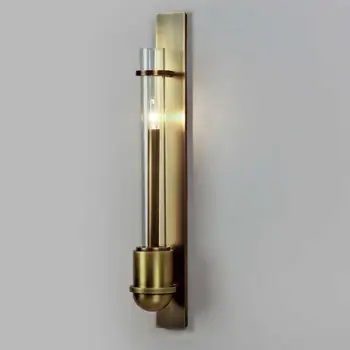 

Project Deluxe long brass wall lamp Led Mirror sconce for hallway Hotel shopcase large gold copper wall light Led Arandela H60CM