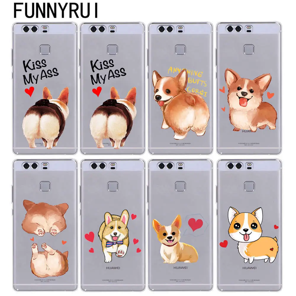 

Cute Welsh Corgi Case For Huawei P10 P20 Pro P9 P8 Lite Mate 10 Pro Y3 Y5 Y6 II Y7 2017 Honor 9Lite 6X 7X Soft TPU Phone Cover