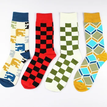 

PEONFLY Cotton Jacket Character Corrugated Hose Happy funny Socks men Best Sellers 4pairs/lot meias meia masculina