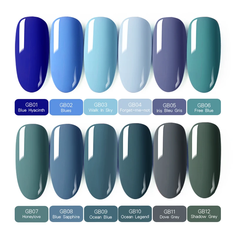 Цветной Гель-лак для ногтей BORN PRETTY, 6 мл, серый, синий цвет, замачиваемый УФ светодиодный Гель-лак для дизайна ногтей