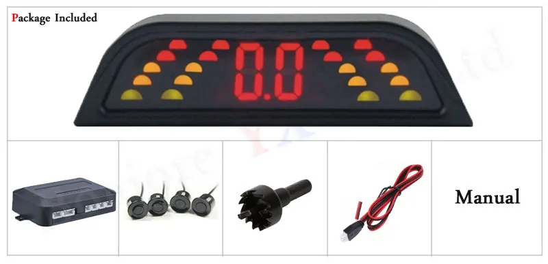 Koorinwoo Parktronic Car Parking Sensors LCD Display 4 Radars Buzzer bibi Alarm Alert Indicator Probes Car-detector Blind