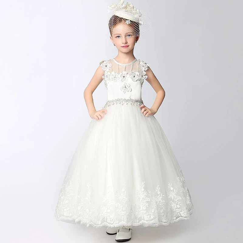 Luxury kids girls dress 2016 new fashion flower girl dresses for wedding birthday costumes floor length ball gown princess dress