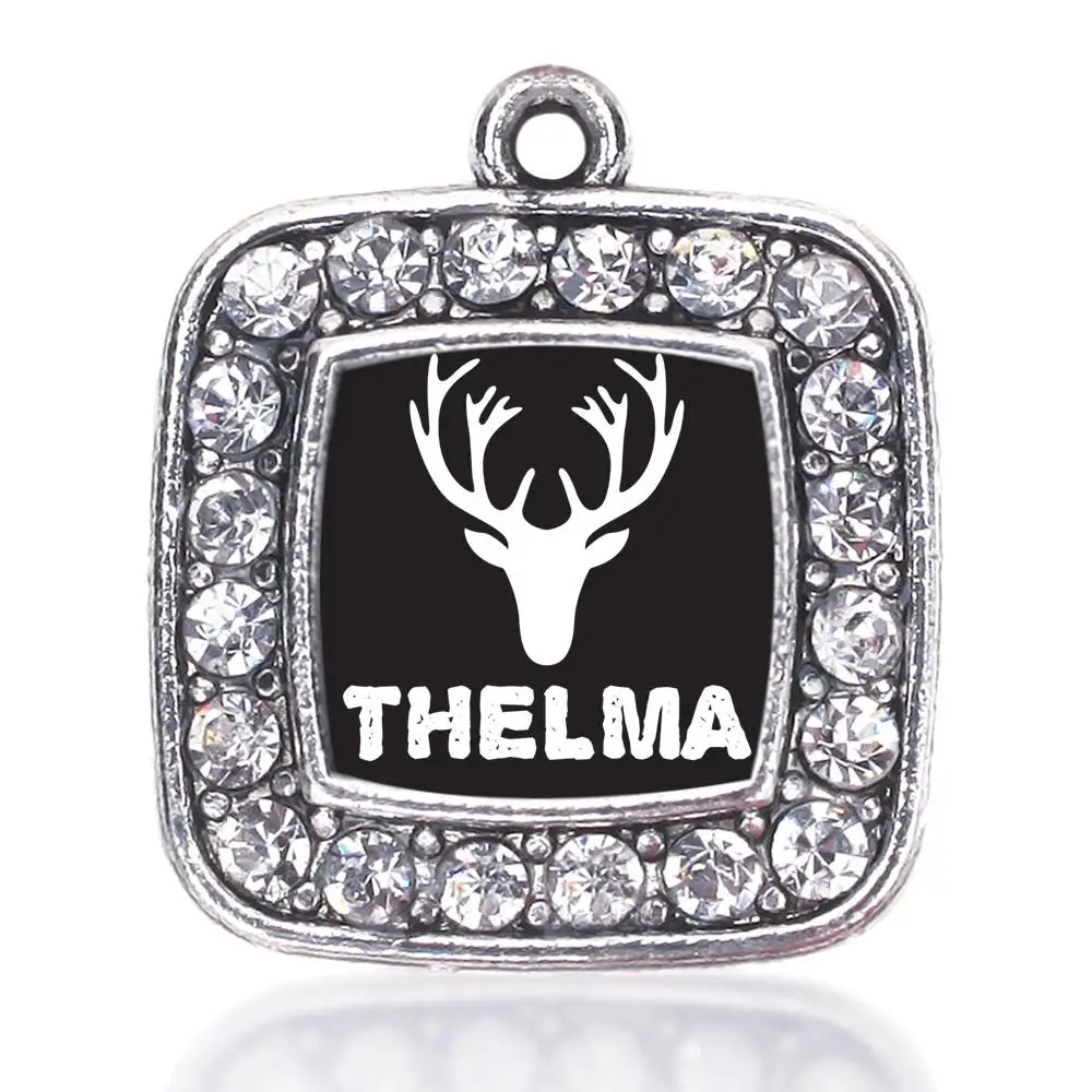 

THELMA SQUARE CHARM ANTIQUE SILVER PLATED CRYSTAL JEWELRY
