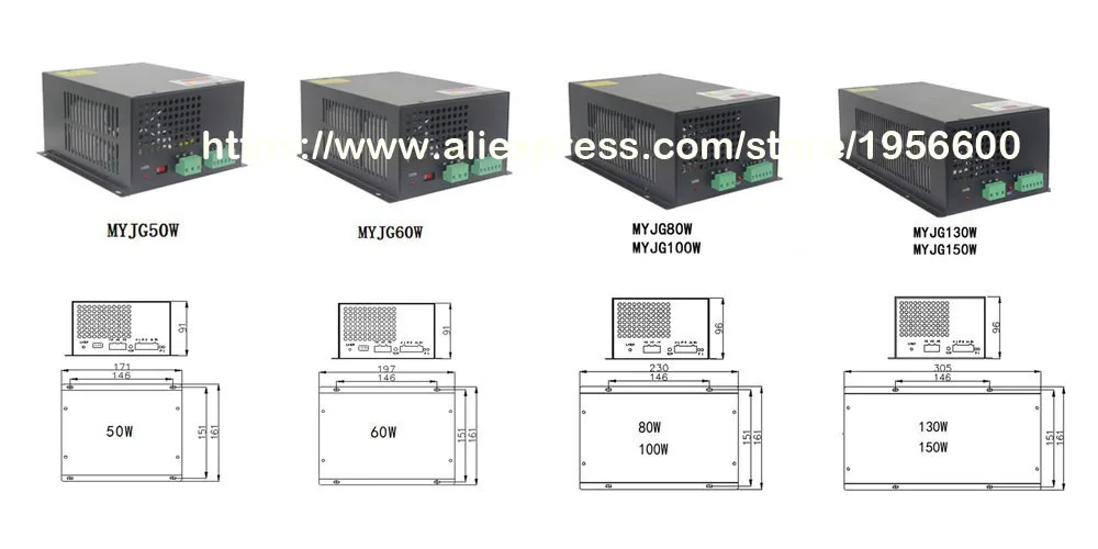 220 В/110 В Новый myjg100w 80 Вт 100 Вт EFR Reci weiju CO2 Лазерная Блок питания PSU с светодиод валют mA гравировка Резка машины