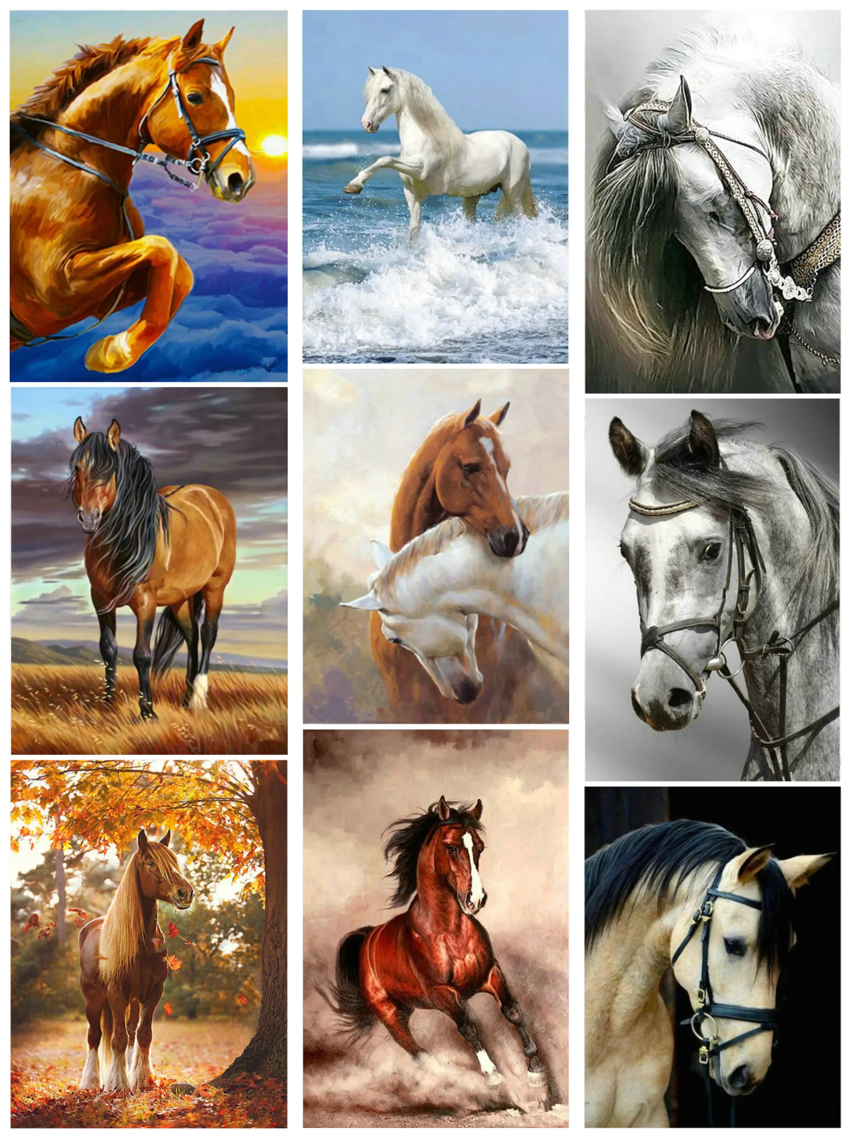 

Full Drill circular Diamond 5D DIY Diamond Painting"snow two horse"Diamond Embroidery Cross Stitch Rhinestone Painting