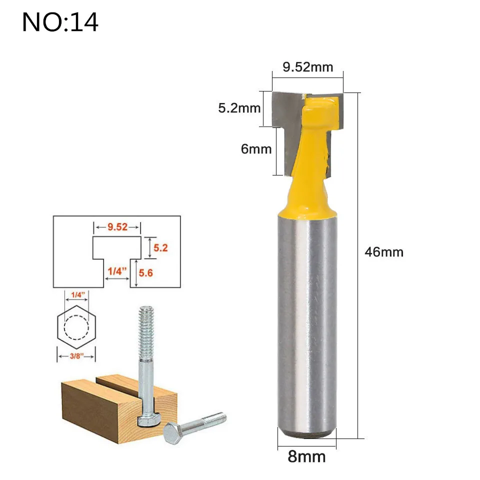 1 шт. 8 мм хвостовик дерево прямой маршрутизатор Концевая фреза триммер Чистка заподлицо отделка угловая круглая бухта коробка биты фрезы Инструменты - Длина режущей кромки: NO 14