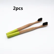 2 шт./лот, черная головка, Бамбуковая зубная щетка,, деревянная ручка для кисти, Черная мягкая зубная щетка с бамбуковой щетиной, уход за полостью рта