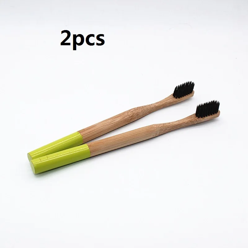 

2 Pcs/Lots Black Head Bamboo Toothbrush Wholesale Environment Wooden brush Handle Black Soft Bristle Bamboo Toothbrush Oral Care