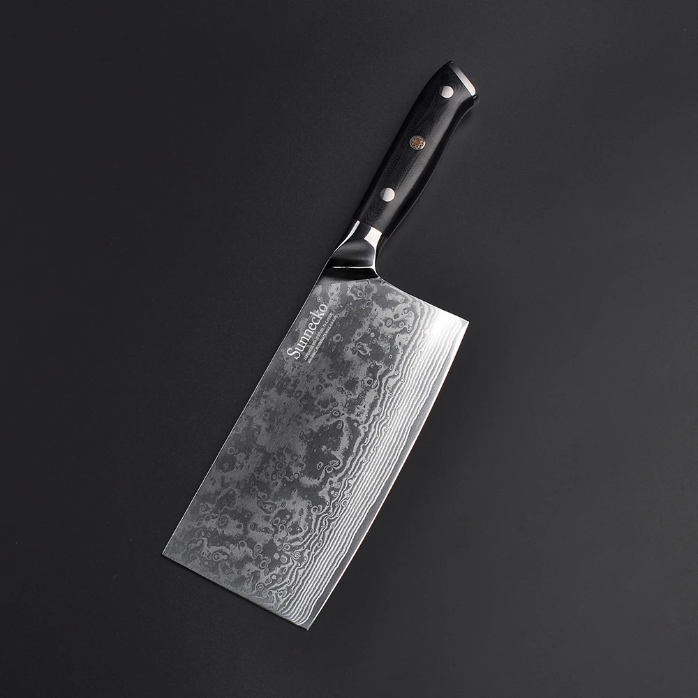 Sunnecko " Кливер нож японский VG10 стальной сердечник дамасский клинок шеф-повара кухонные ножи G10 ручка бритвы острый для мяса резка