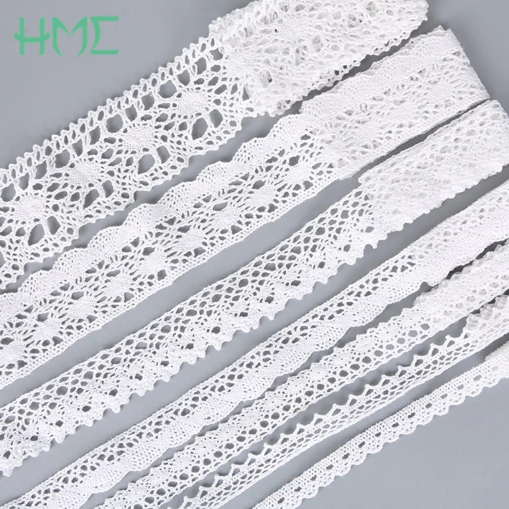 New 5 Yards White Black Ivory Knitting Cotton Lace Ribbon Handmade Patchwork Scrapbook Craft for DIY Apparel Sewing Accessories