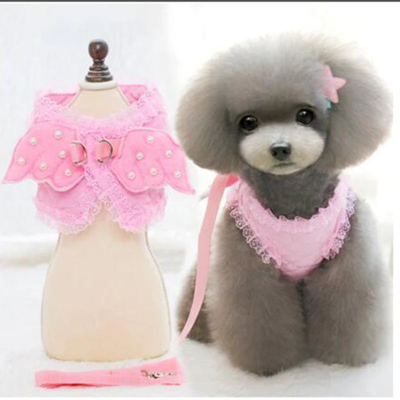 

Cute Dog Leash With Angel Wings Angle Cute Leash For Dogs Small Pet Harness Cat leads Leash Puppy Rhinestone Harness 40S1
