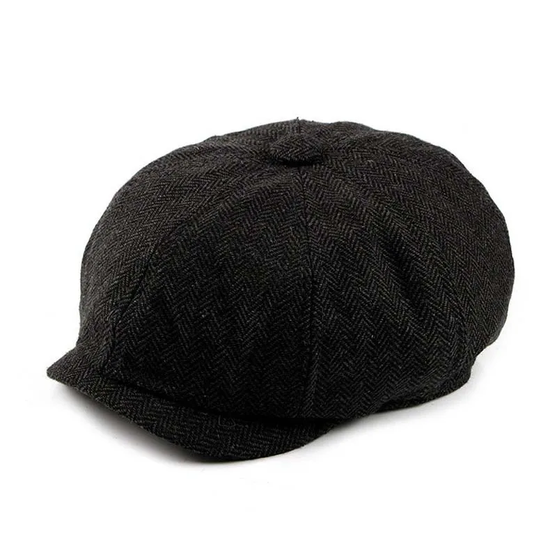 

2019 Tweed Gatsby Spring Autumn Newsboy Cap Men Wool Ivy Golf Driving Flat Cabbie Flat Berets Hat peaky Sun visor blinders hat