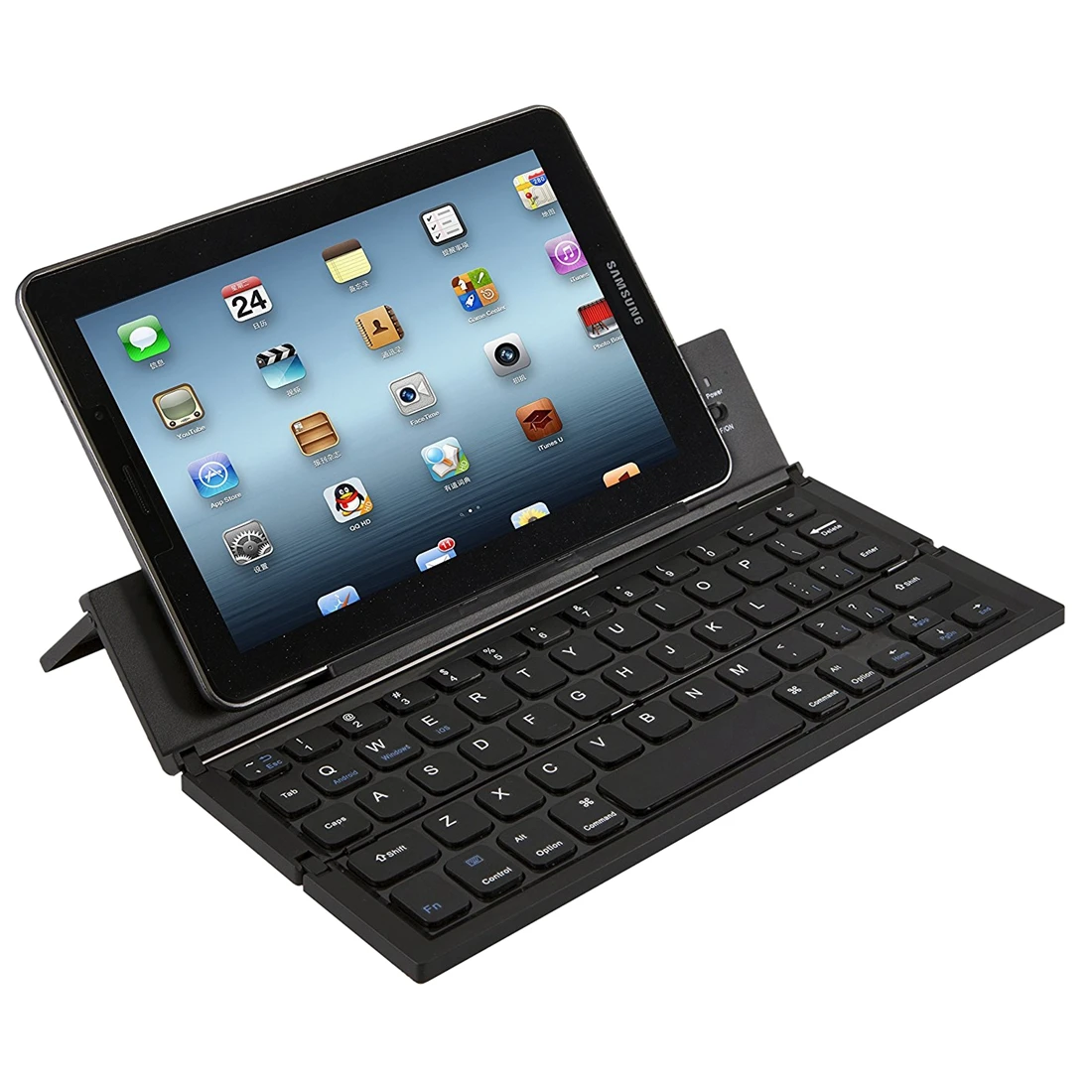 

Universal Portable Foldable Wireless Bluetooth Keyboard with Kickstand for IOS Andriod Windows Smartphone Tablet Black