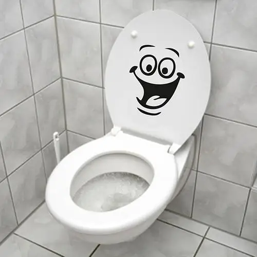 Smiley Face WC Toilet Decal Room Art Decor Funny Bathroom Kitchen Wall Sticker New