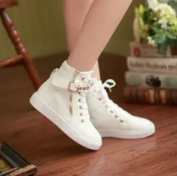 Новинка 2018 г. женские парусиновые туфли с высоким берцем белый zapatillas женская обувь повседневная обувь на плоской подошве высокого качества