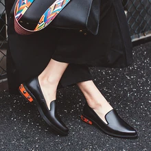 New 2017 Style Fashion Bordered Rivet Oxford Shoes For Women Chaussures Femme Loafers Cow Leather Platform Derby Shoes Women