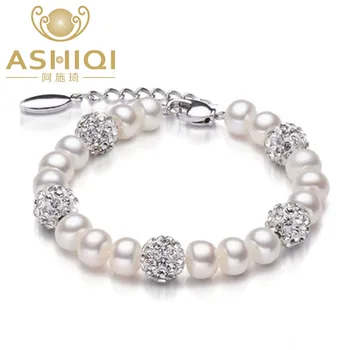 

Real Natural Freshwater Pearl Bracelet Bangles for Women 925 Sterling Silver Clay Pearls Jewelry christmas bracelet gift