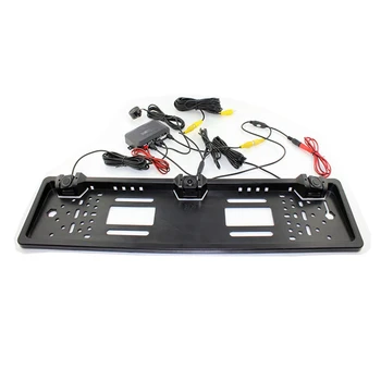 

European License Plate Frame Car Parking Accessories 2 Radar Detectors +1 Rearview Camera Automobile License Plate Holder Cover