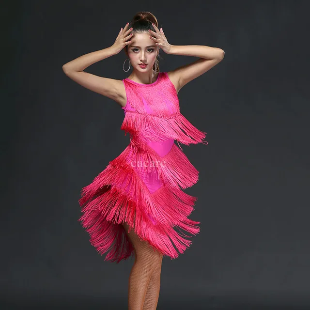 CACARE Latin Salsa Dance Dress for Women Latin Dress Fringe Latin Dance