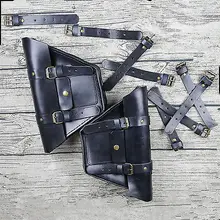 Для кафе гонщик мотоцикл седло боковые сумки натуральная кожаная сумка для багажа 1 пара