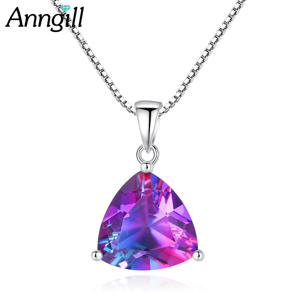 

925 Sterling Silver Necklaces & Pendants 5.79ct Mystic Triangle Concave Multicolor Necklace Women Popular Fashionable Jewellery