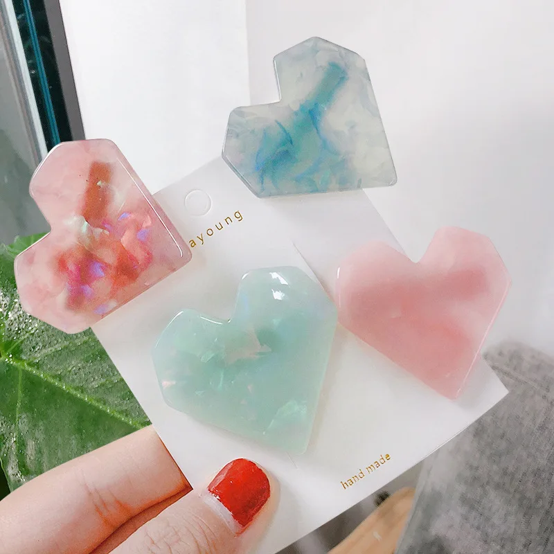 

Haimeikang New Women Girls Acrylic Heart Shape Geometric Hair Clips Hairpins Barrettes Headbands Hair Styling Accessories
