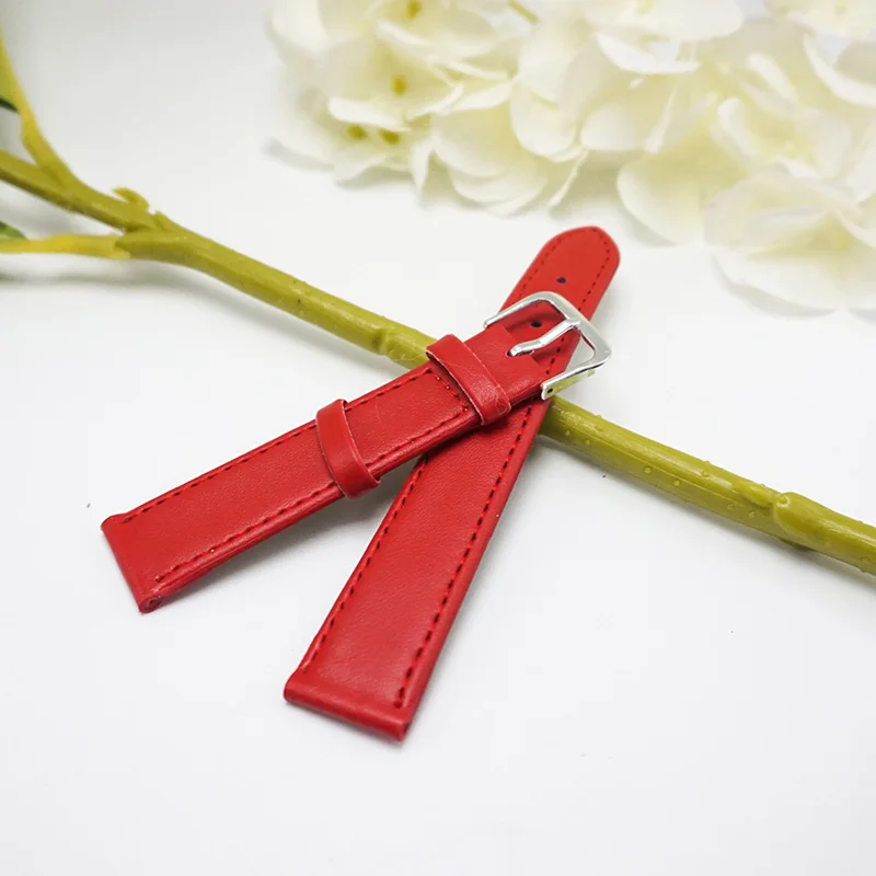 12 мм 14 мм 16 мм ремешки для часов и аксессуаров специальный размер 18 мм кожаный ремешок для женщин часы кожаный ремешок 20 мм - Цвет ремешка: Красный