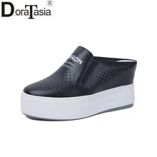 DoraTasia Brand Design Solid Genuine Leather Platform Shoes Woman Casual Spring Popular Flats Black Big Size 33-40 DoraTasia Brand Design Solid Genuine Leather Platform Shoes Woman Casual Spring Popular Flats Black Big Size 33-40