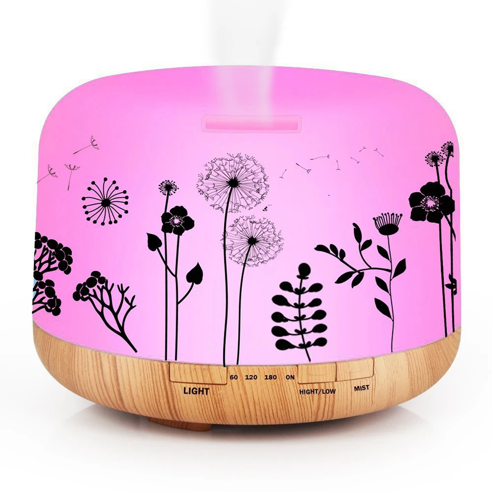 

500ml Humidifier Auto Shut Off Essential Oil Diffuser Cool Mist Humidifier maker fogger Air Humidifier Desk Home 7 color lamp