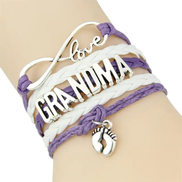 Infinity Love Mom Grandma Bracelet Heart Feet Charm For Infinity Love Mom Grandma Bracelet Heart Feet Charm For Women Leather Bracelets Bangles Drop