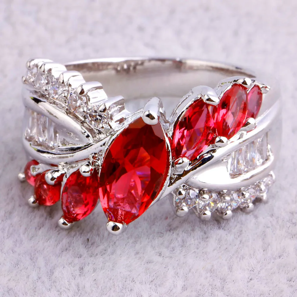 Lingmei очарование для женщин обручальные кольца розовый турмалин Белый CZ серебро новое кольцо размеры 6 7 8 9 10 Свадебные обручальные ювелирные изделия